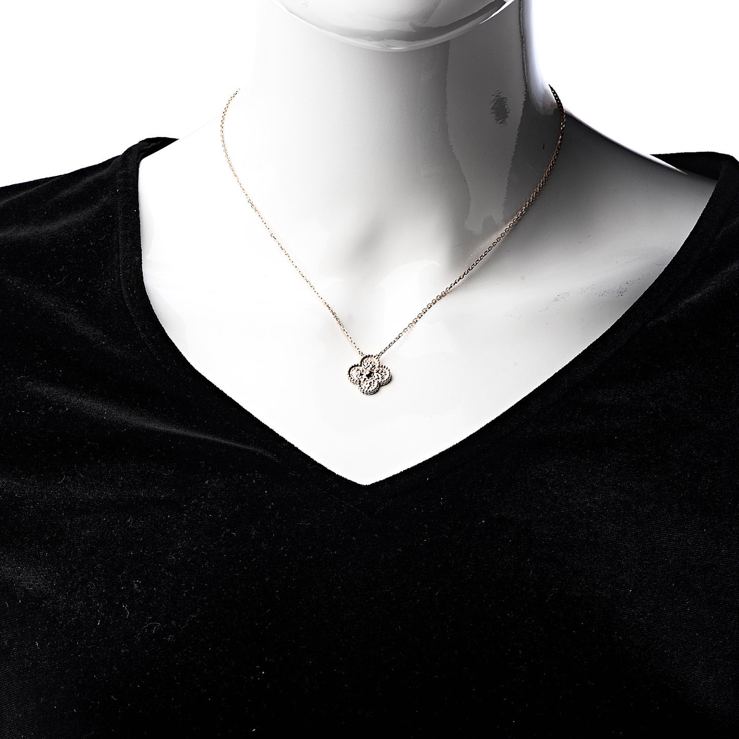 18K Rose Gold Vintage Alhambra Pendant Necklace