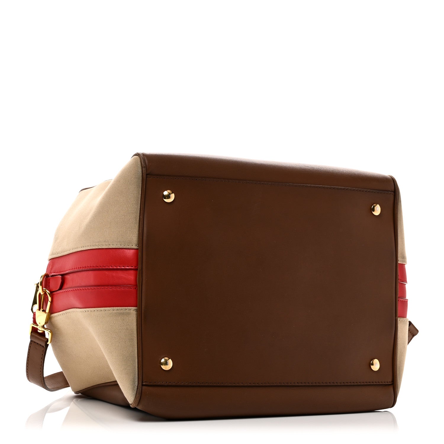 Burberry Smooth Calfskin Canvas Medium Cube Bowling Bag Malt Brown 4 of 9