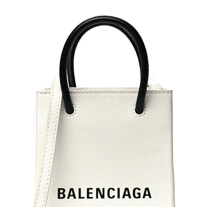 Balenciaga Squared Calfskin Logo Shopping Phone Holder Bag White 14 of 14