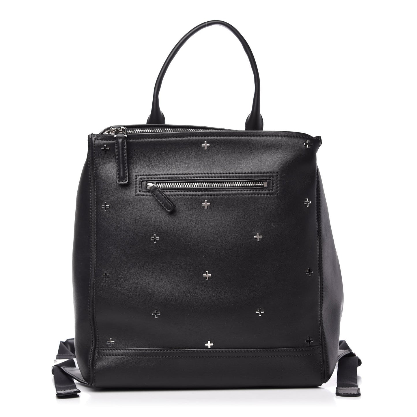 Calfskin Cross Embellished Pandora Backpack Black