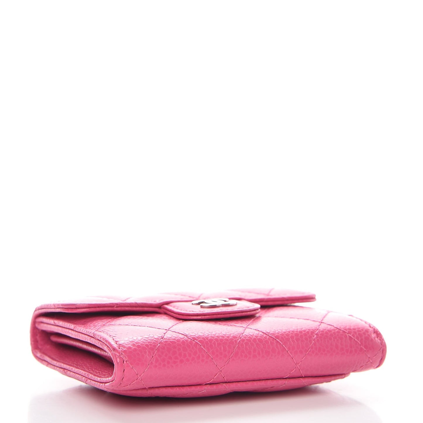 Caviar Quilted Card Holder Dark Pink