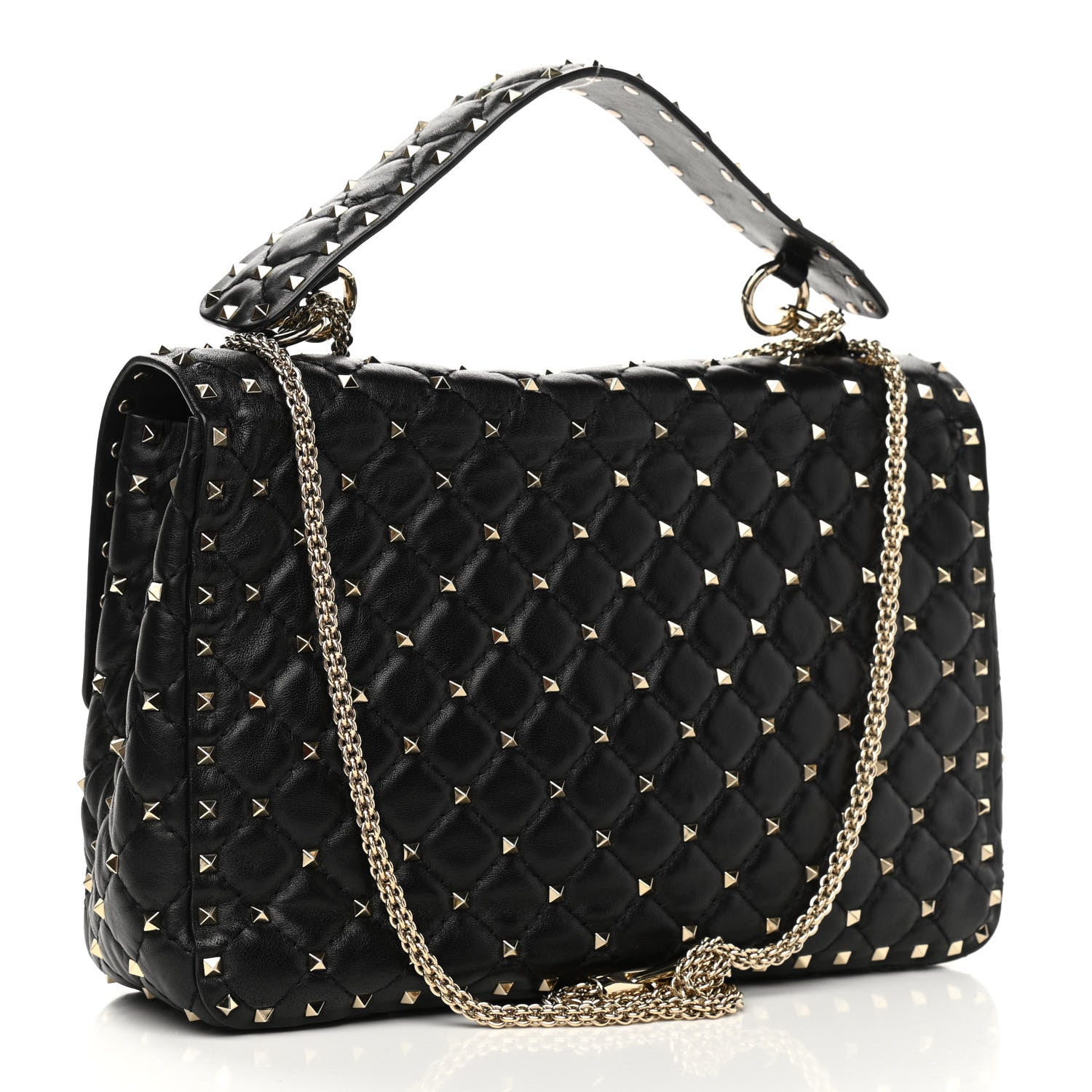 Valentino Garavani Lambskin Large Rockstud Spike Shoulder Bag Black 3 of 11