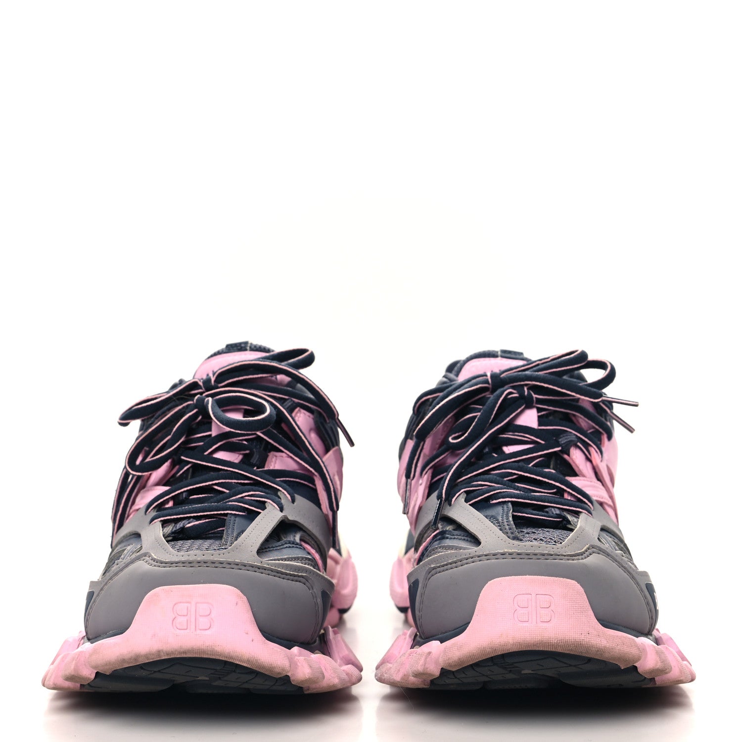 Balenciaga Mesh Nylon Womens Track Sneakers 37 Dark Grey Pink Grey 3 of 8