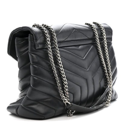 Saint Laurent Calfskin Y Quilted Monogram Medium Loulou Chain Satchel Storm 3 of 16