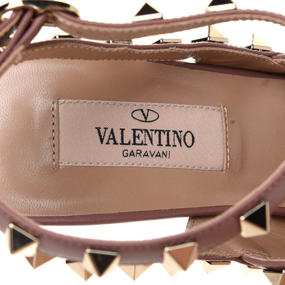 Valentino Garavani Pebbled Calfskin Rockstud Ankle Strap Pumps 36.5 Poudre 7 of 9