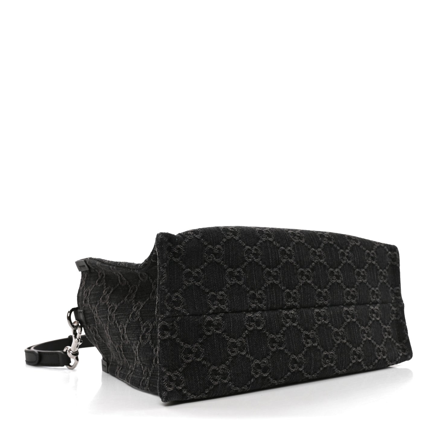 Denim Ophidia GG Monogram Tote Medium Black Grey