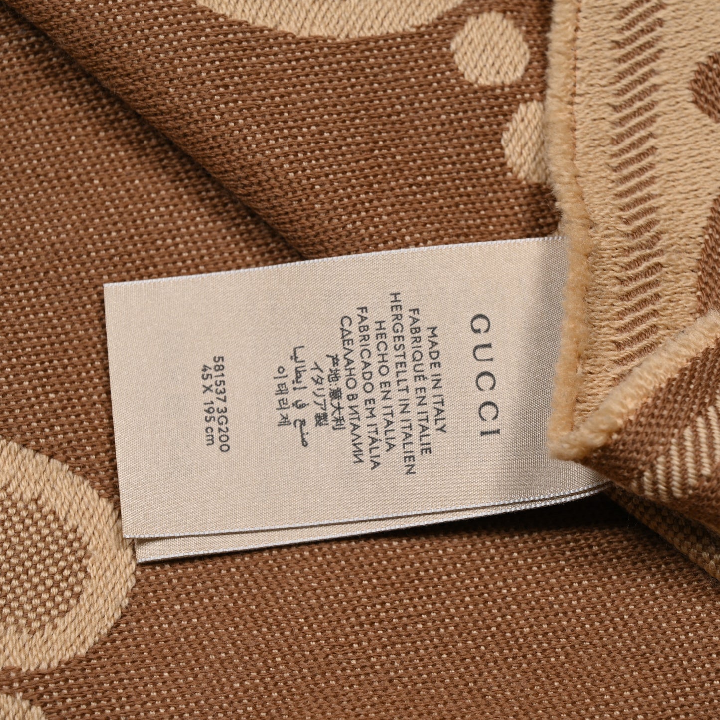 Wool Jacquard Monogram Jumbo GG Lady Nest Scarf Beige Dark Brown