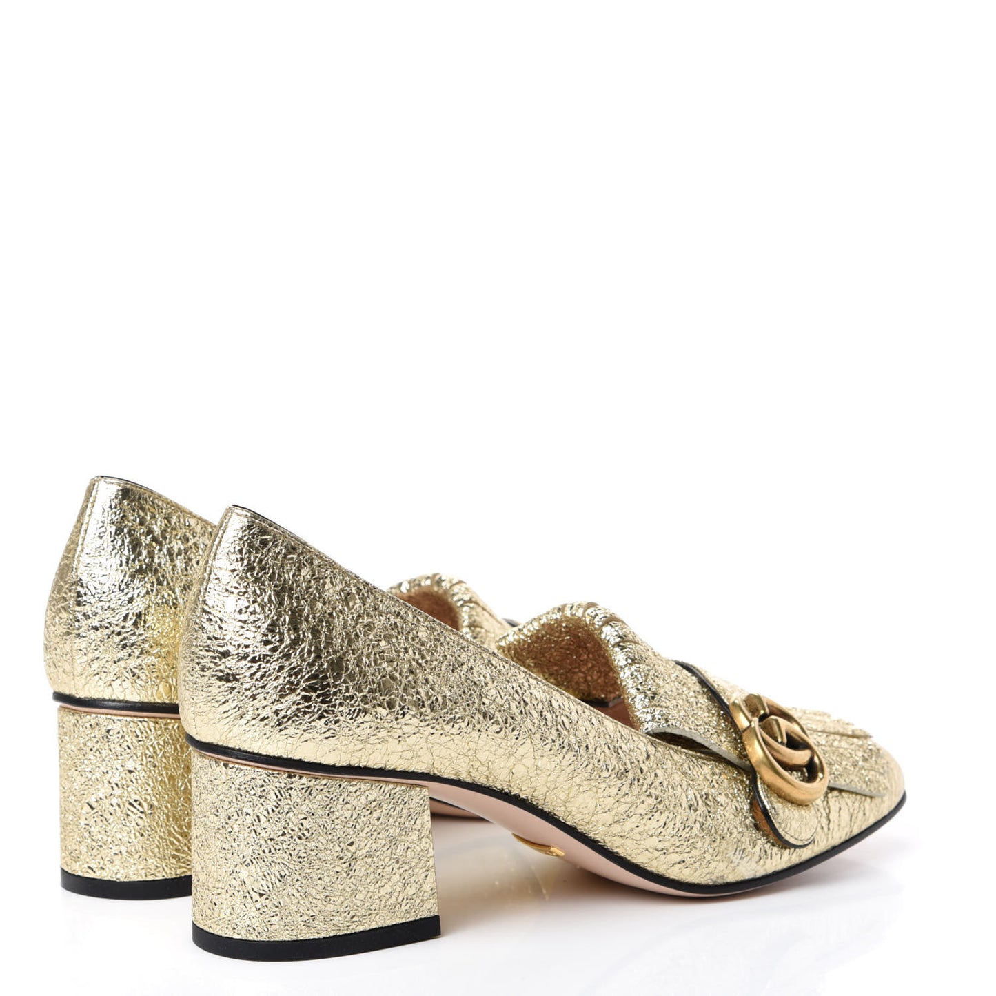 Galassia GG Marmont Fringe 50mm Loafer Pumps 39 Platino