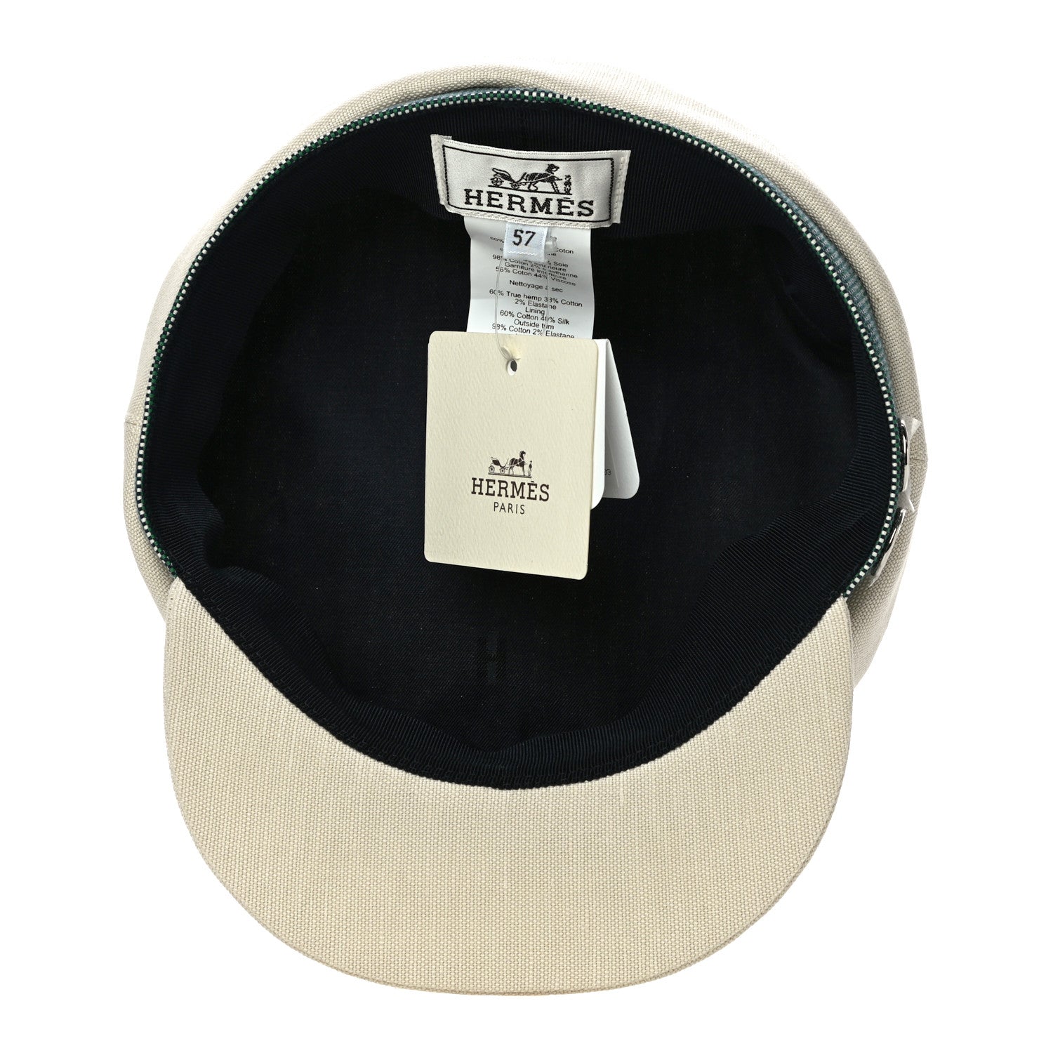 Hermes Cotton Hemp Cavale Pop Cap 57 Ecru Marine 6 of 8