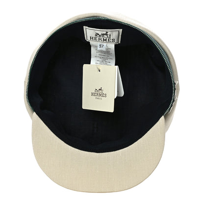 Hermes Cotton Hemp Cavale Pop Cap 57 Ecru Marine 6 of 8