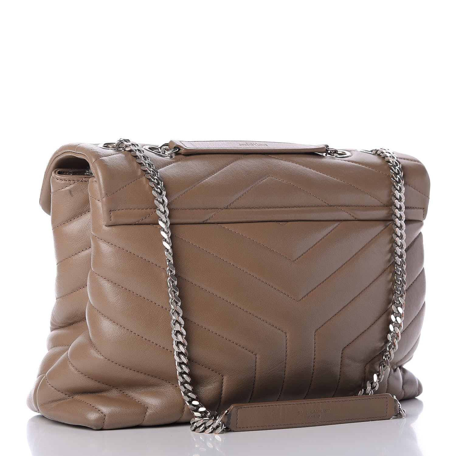 Saint Laurent Calfskin Y Quilted Medium Loulou Monogram Chain Satchel Light Brown 9 of 18
