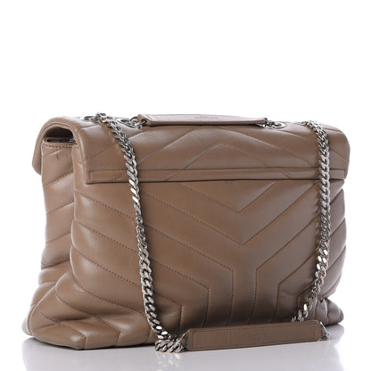 Saint Laurent Calfskin Y Quilted Medium Loulou Monogram Chain Satchel Light Brown 9 of 18