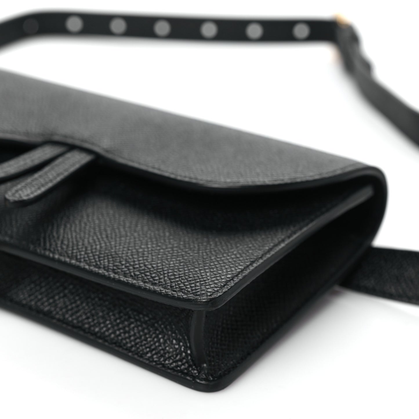 Grained Calfskin Saddle Belt Bag Black Black