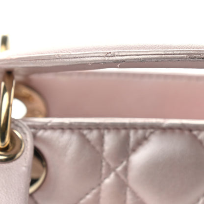 Christian Dior Pearly Lambskin Cannage Medium Lady Dior Lotus 10 of 11