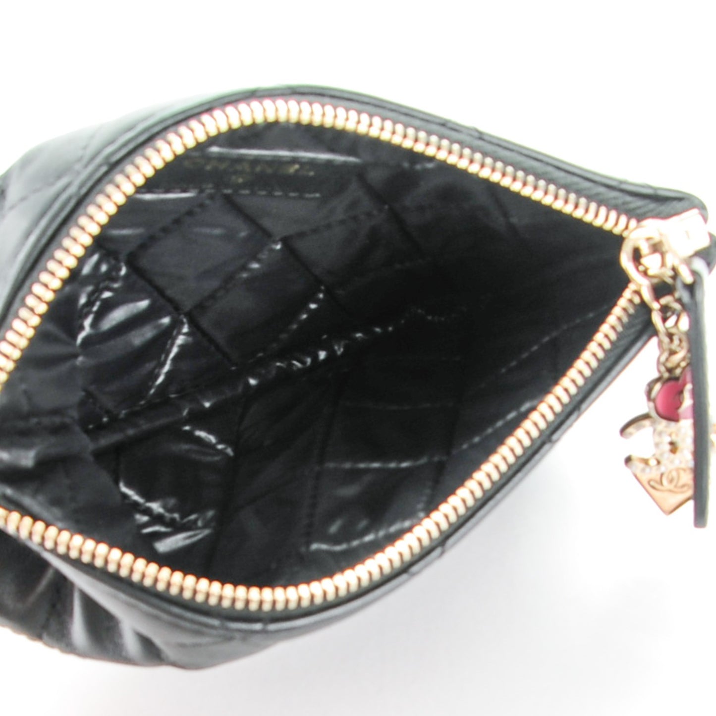 Lambskin Quilted Casino Coin Purse Black