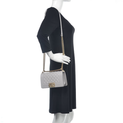 Chanel Caviar Quilted Small Boy Flap Light Grey 2 of 14