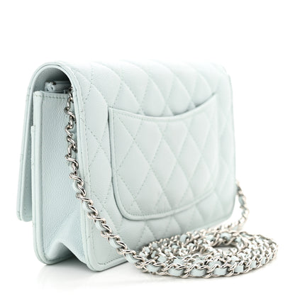 Chanel Caviar Quilted Wallet on Chain WOC Light Blue 3 of 11