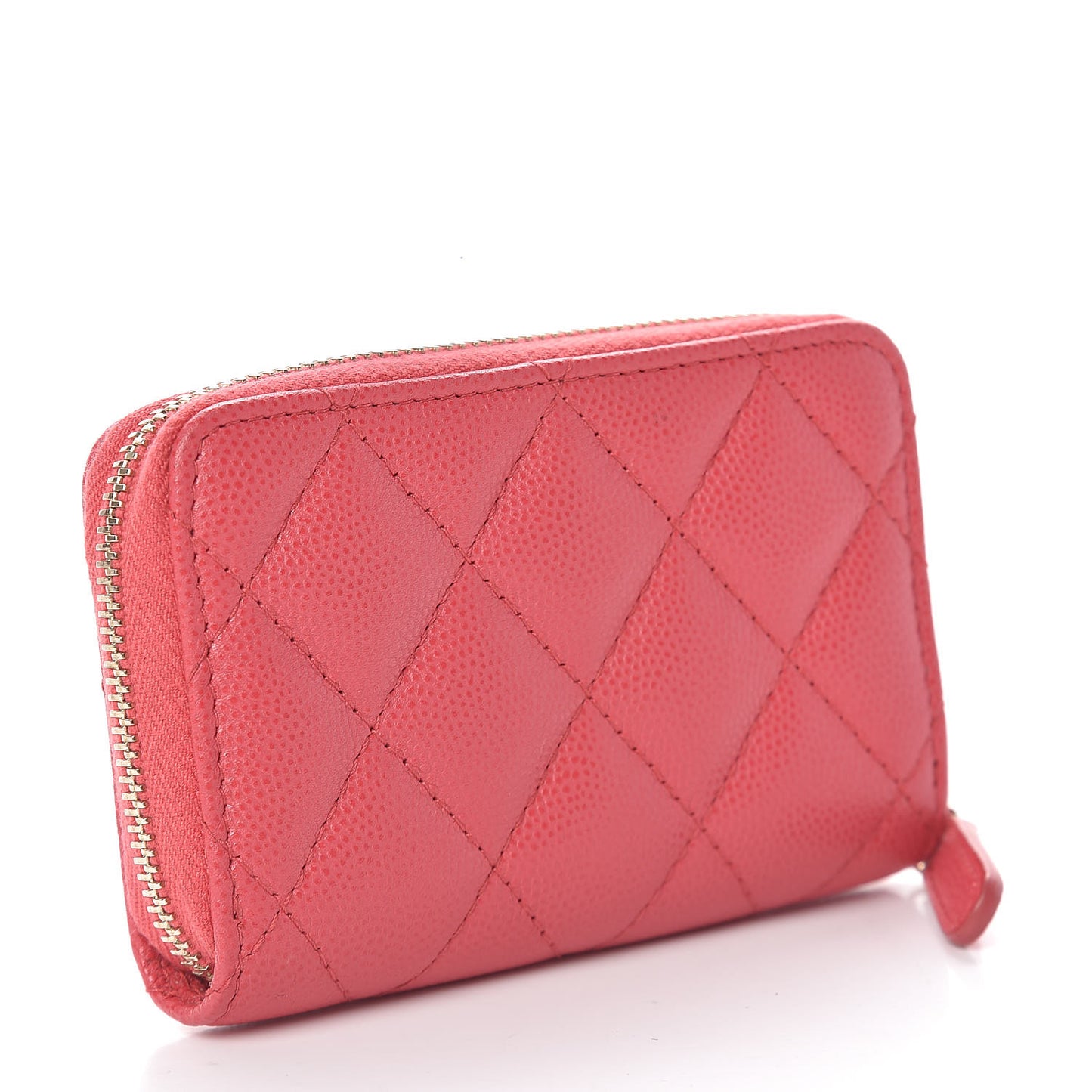Caviar Quilted Zip Coin Purse Dark Pink