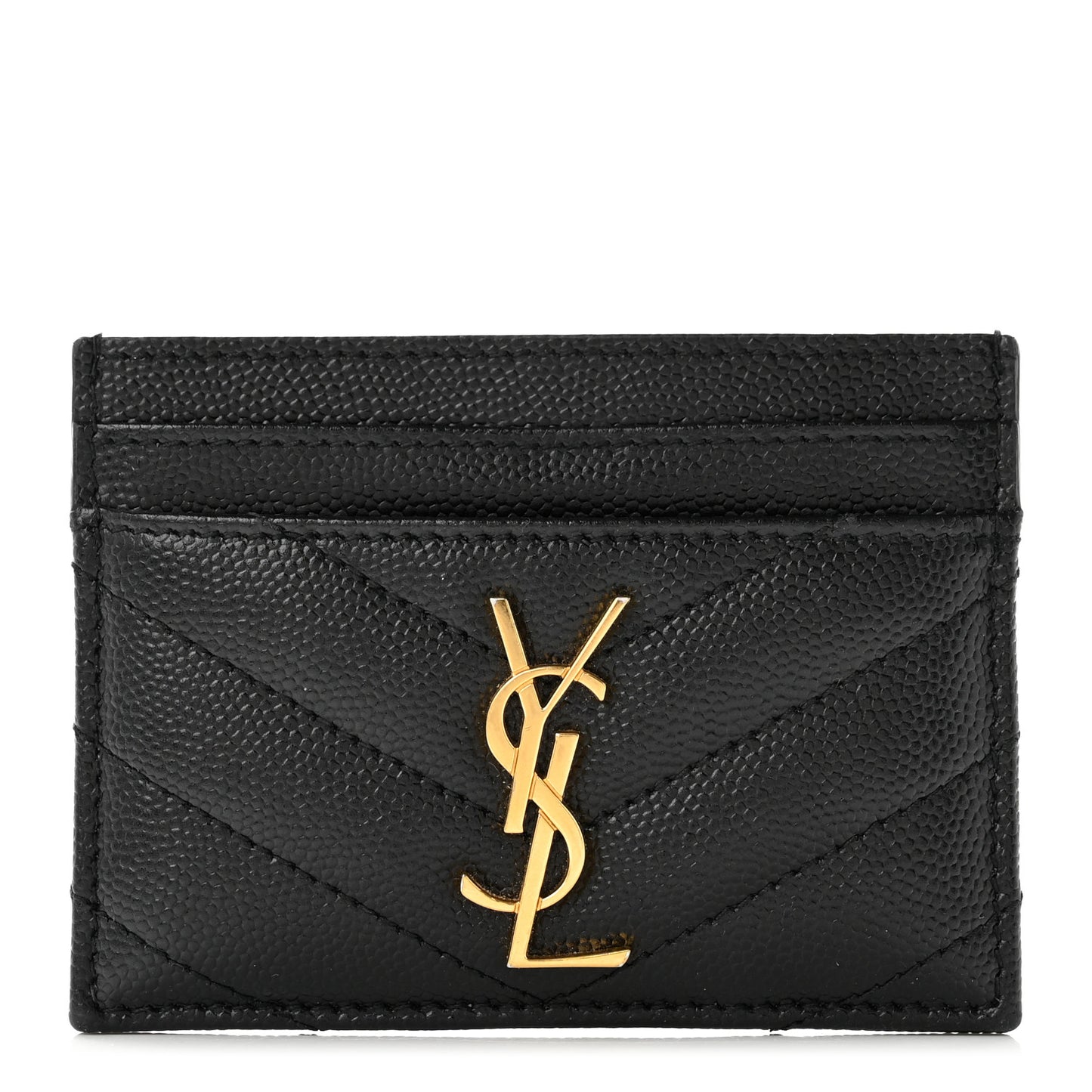 Grain De Poudre Matelasse Chevron Monogram Credit Card Case Black