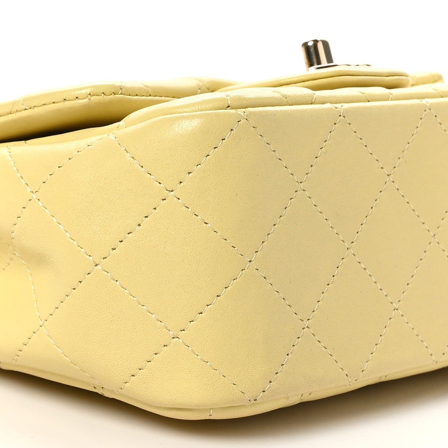 Lambskin Quilted Mini Square Flap Light Yellow