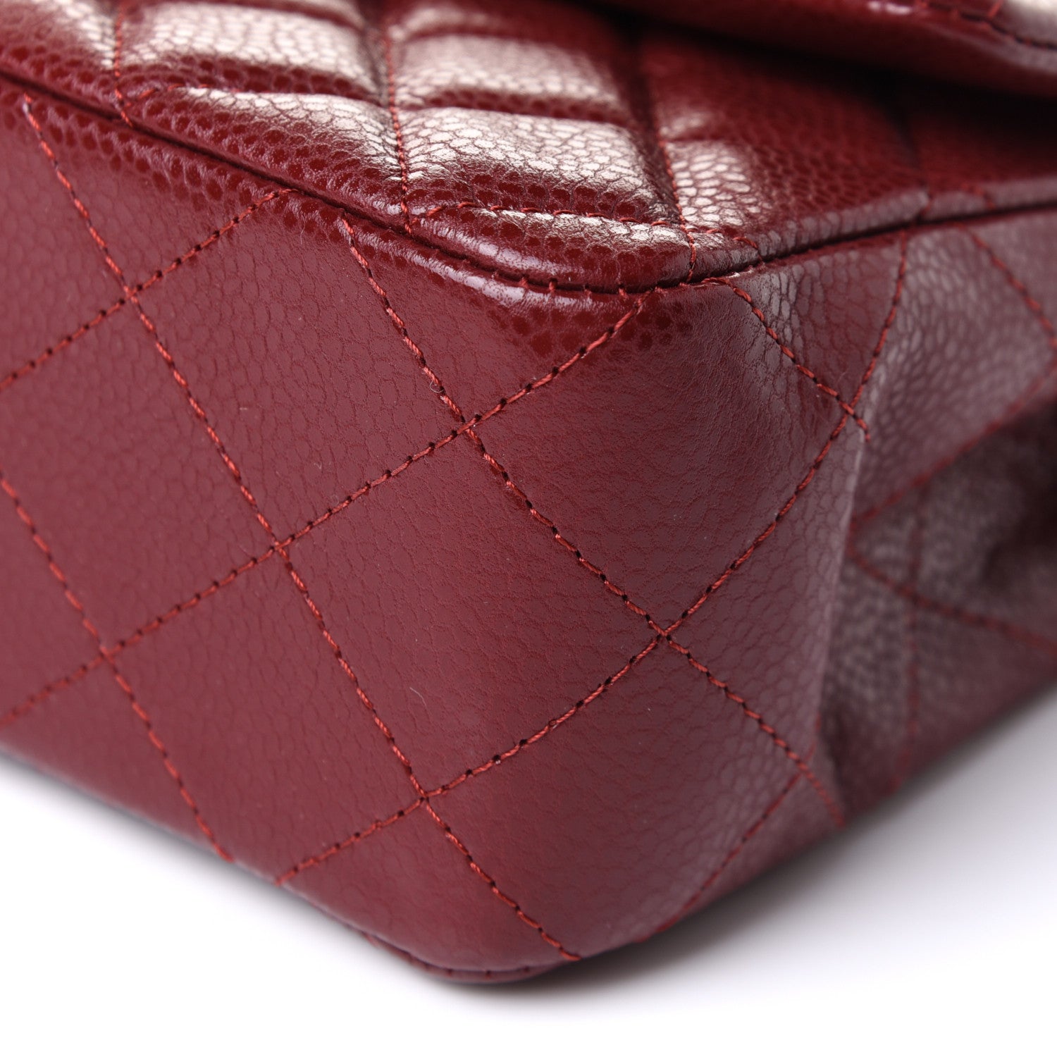 Chanel Caviar Quilted Mini Rectangular Flap Dark Red 10 of 11