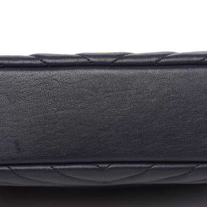 Saint Laurent Sheepskin Matelasse Chevron Monogram Medium College Bag Deep Marine 11 of 12