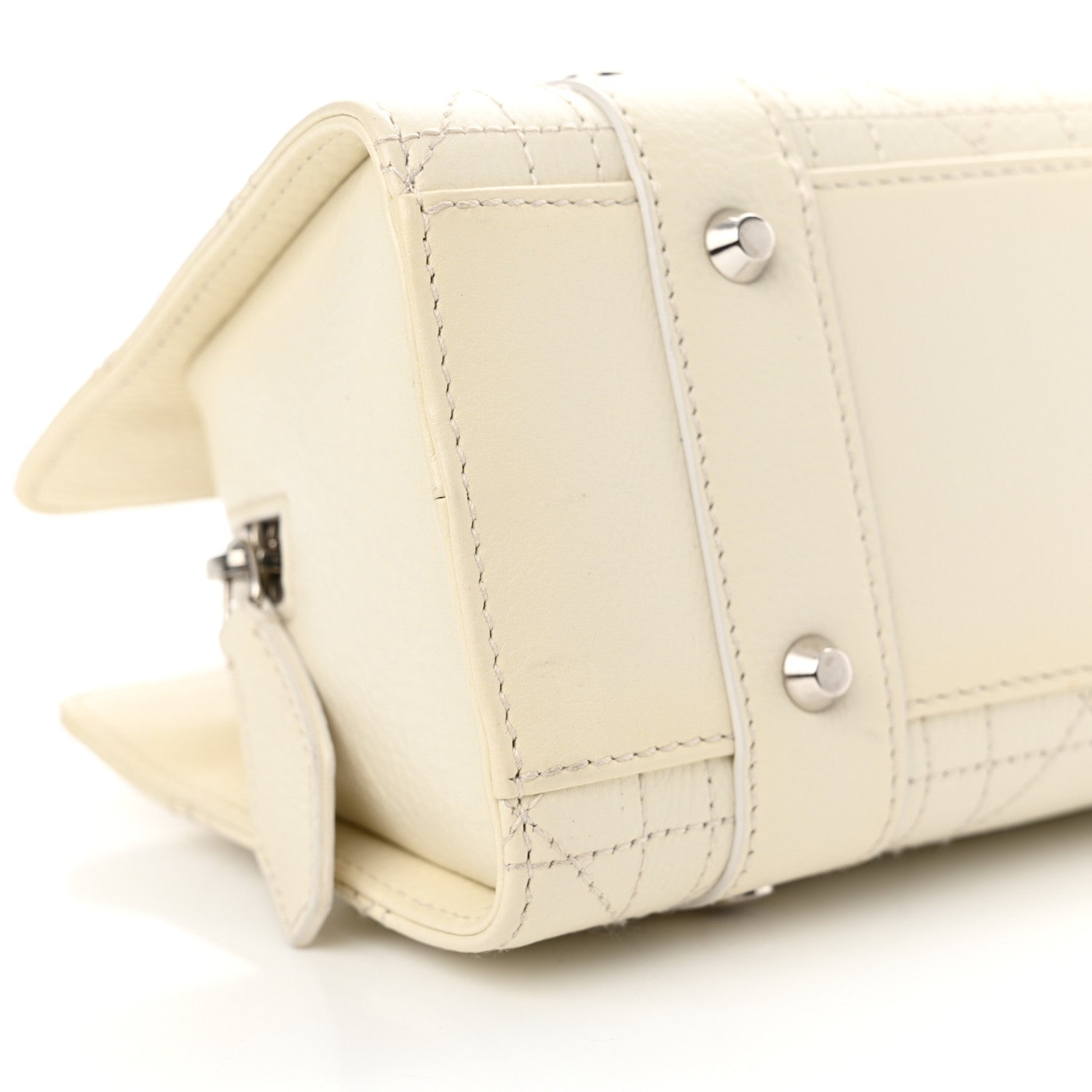 Christian Dior Calfskin Cannage Stitched Small East West Lady Dior White 9 of 15