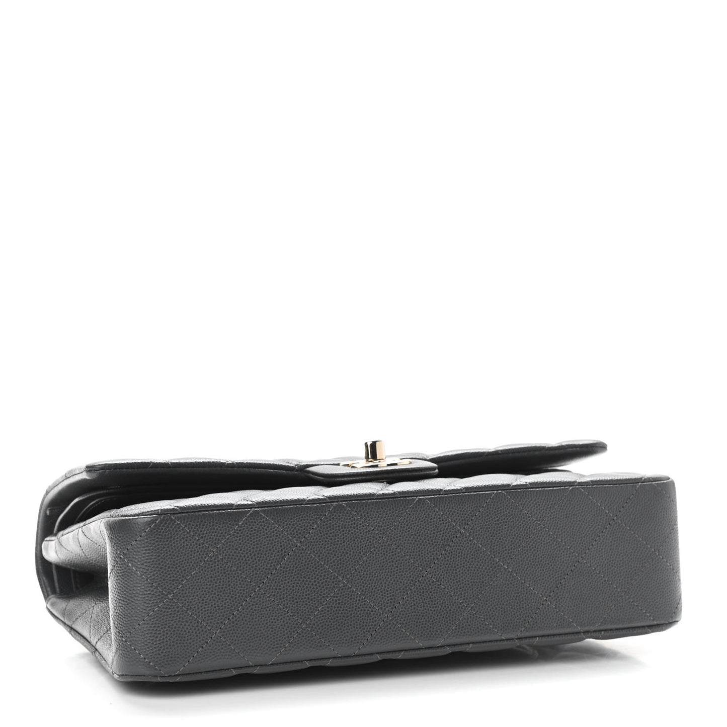 Caviar Quilted Medium Double Flap Dark Grey