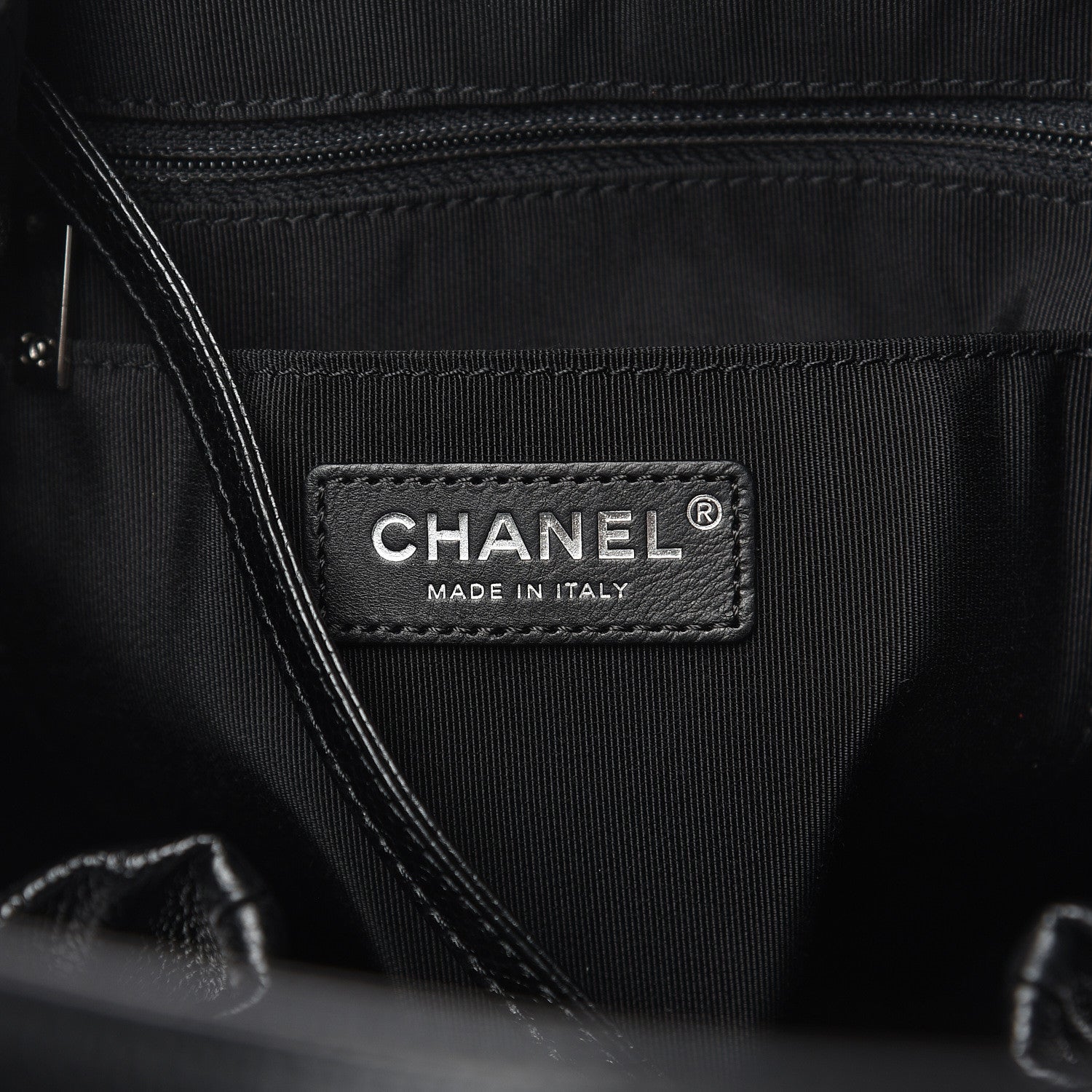Chanel Grained Calfskin Quilted Medium CC Chain Bucket Drawstring Bag Black 6 of 10