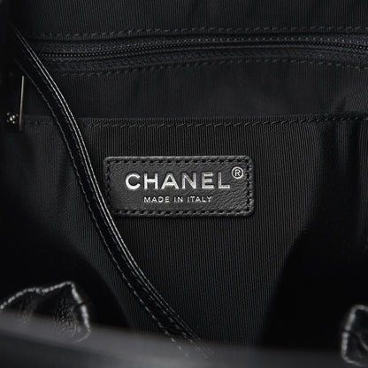 Chanel Grained Calfskin Quilted Medium CC Chain Bucket Drawstring Bag Black 6 of 10