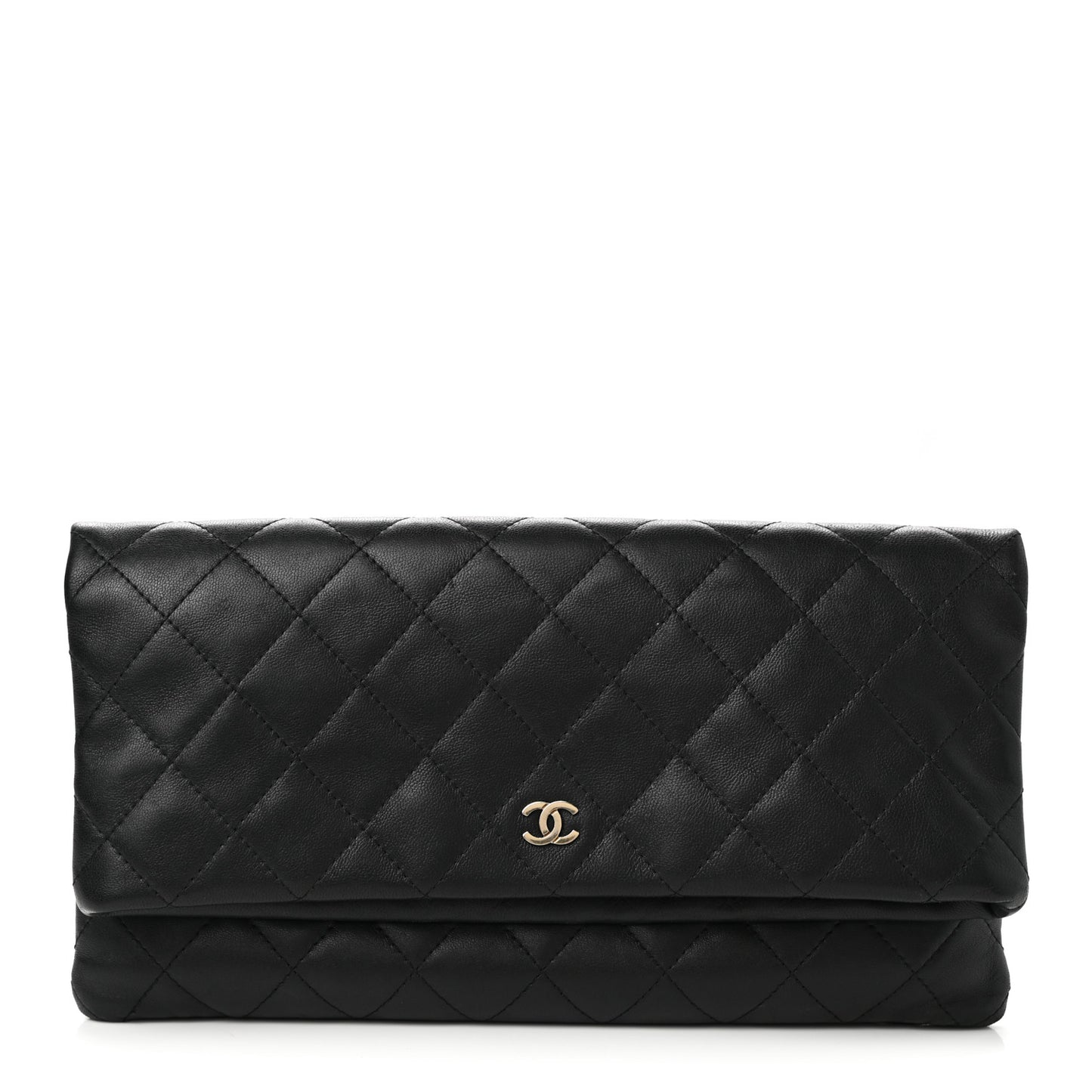 Lambskin Quilted CC Beauty Clutch Black