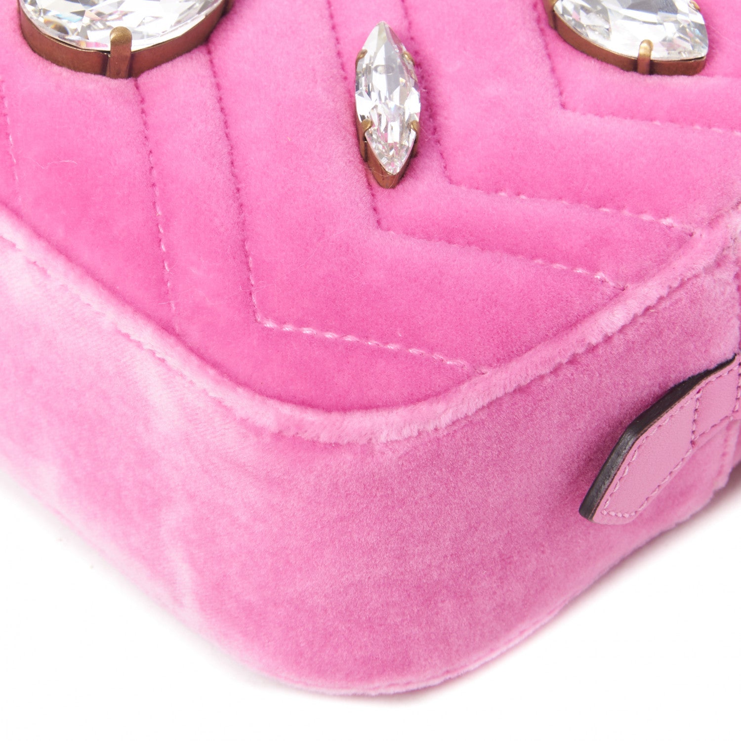 Gucci Velvet Matelasse Marquise Crystals Mini GG Marmont Chain Shoulder Bag Malva 5 of 10