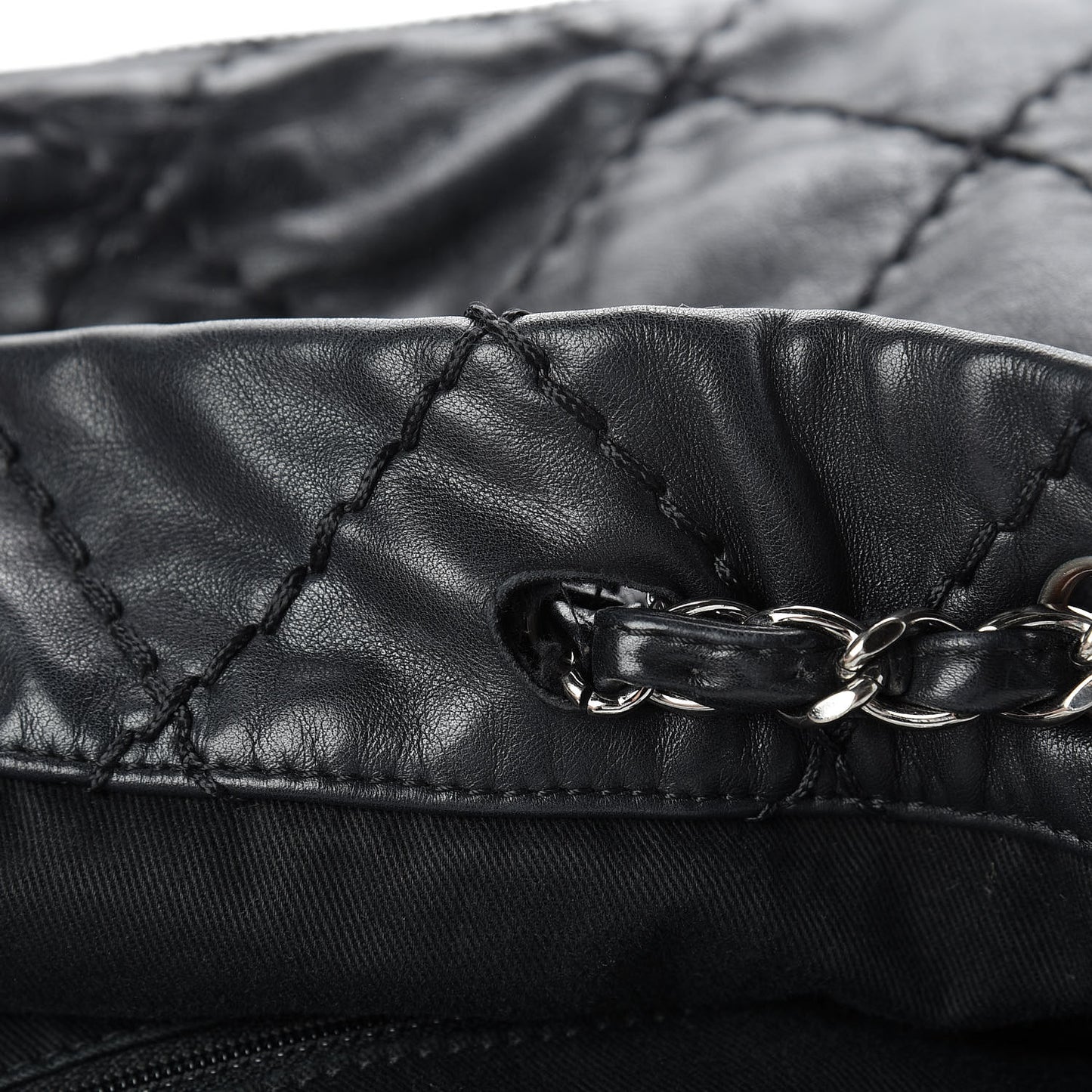Lambskin Expandable Tote Black