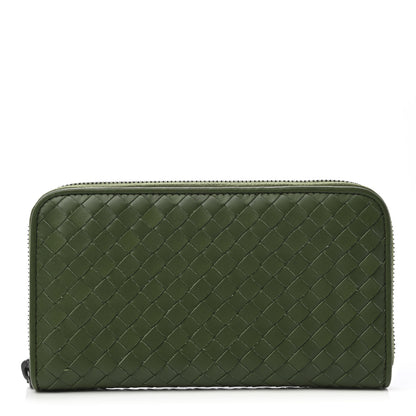 Bottega Veneta Nappa Intrecciato Zip Around Wallet Moss 1 of 9