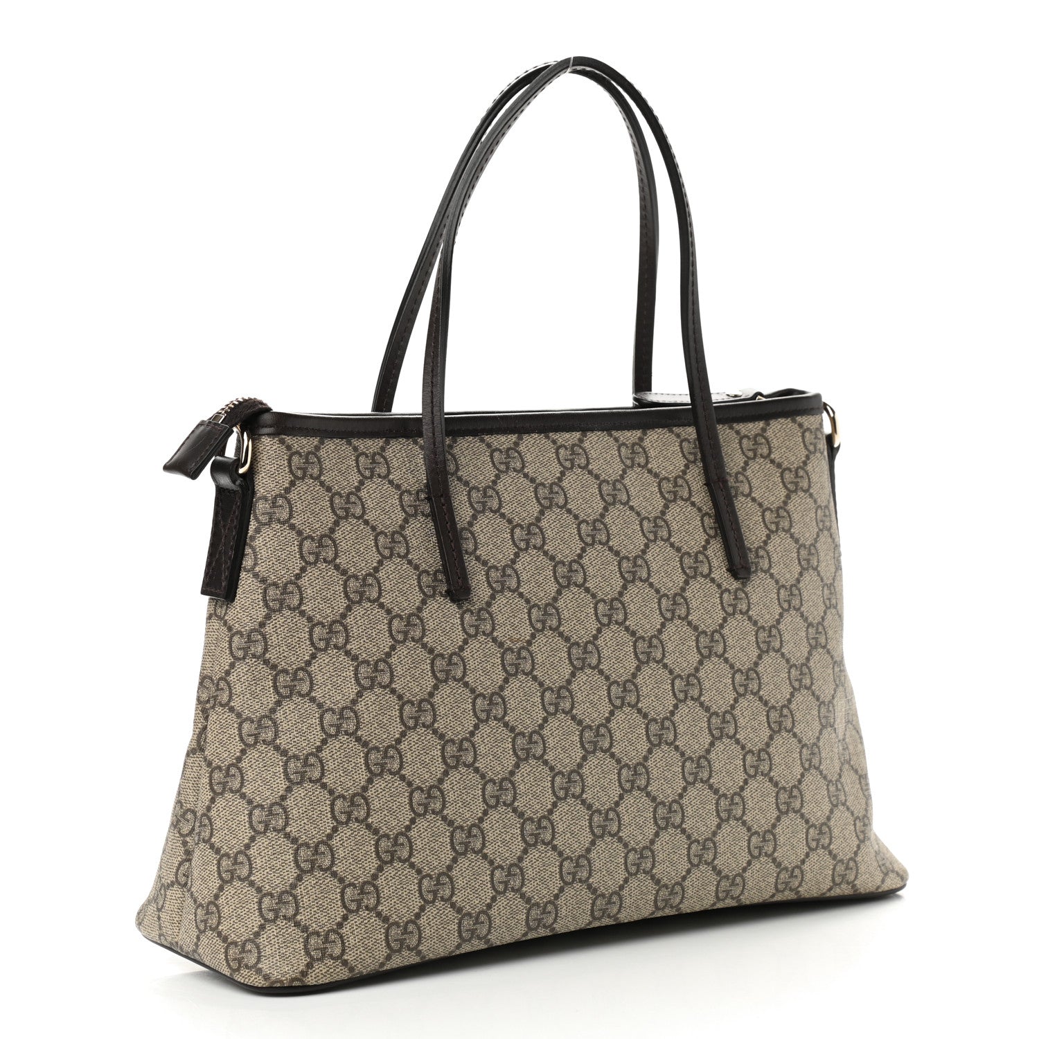 Gucci GG Supreme Monogram Small Zippered Tote Dark Brown 3 of 11