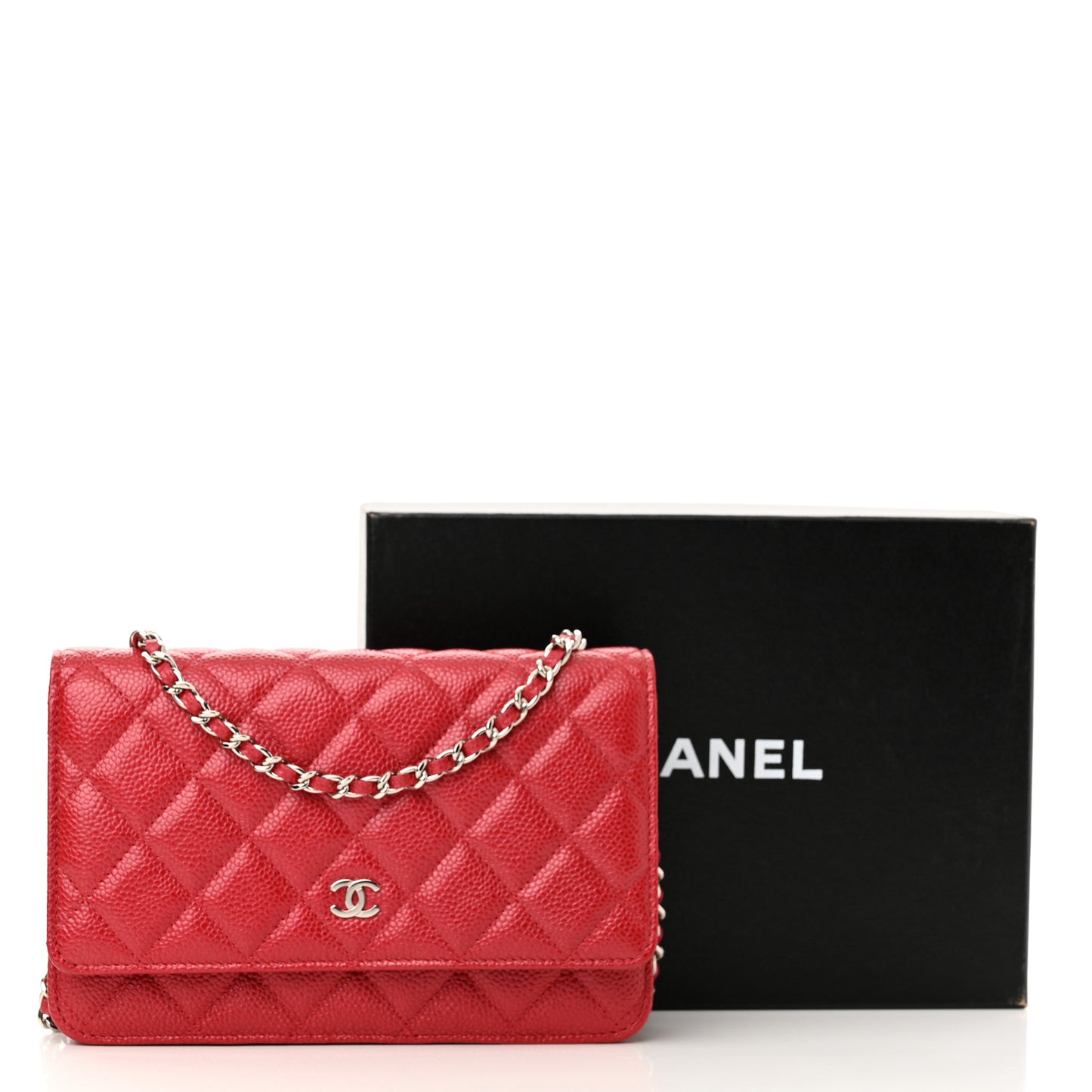 Caviar Quilted Wallet On Chain WOC Red