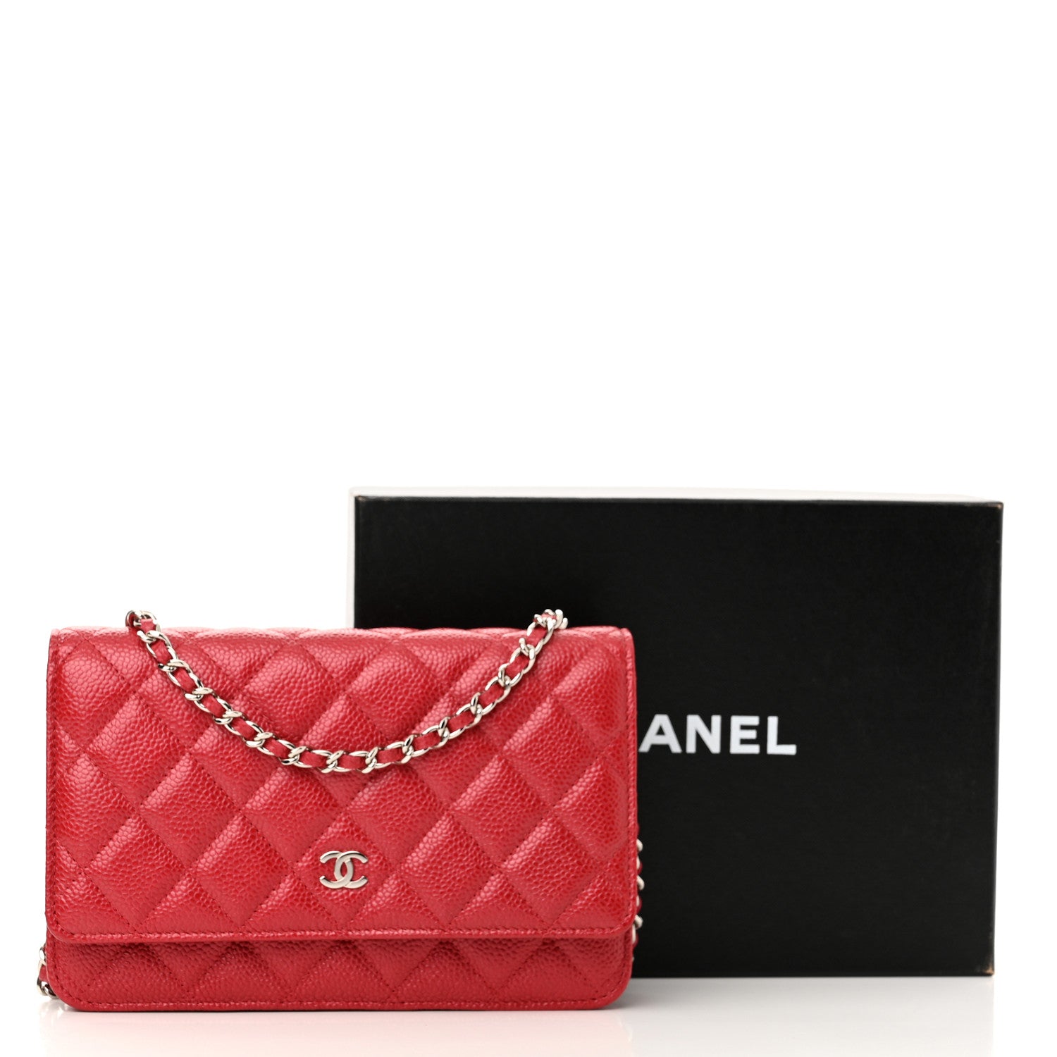 Chanel Caviar Quilted Wallet On Chain WOC Red 12 of 12