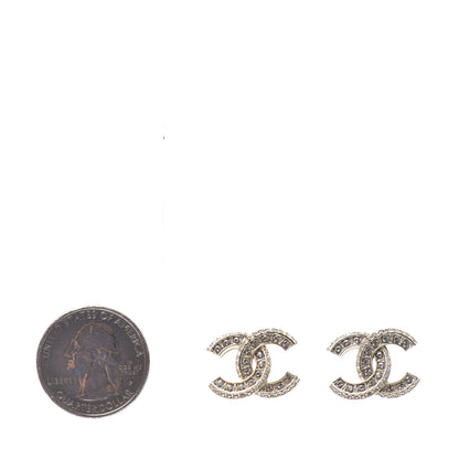 Chanel Crystal Timeless CC Earrings Light Gold 2 of 4