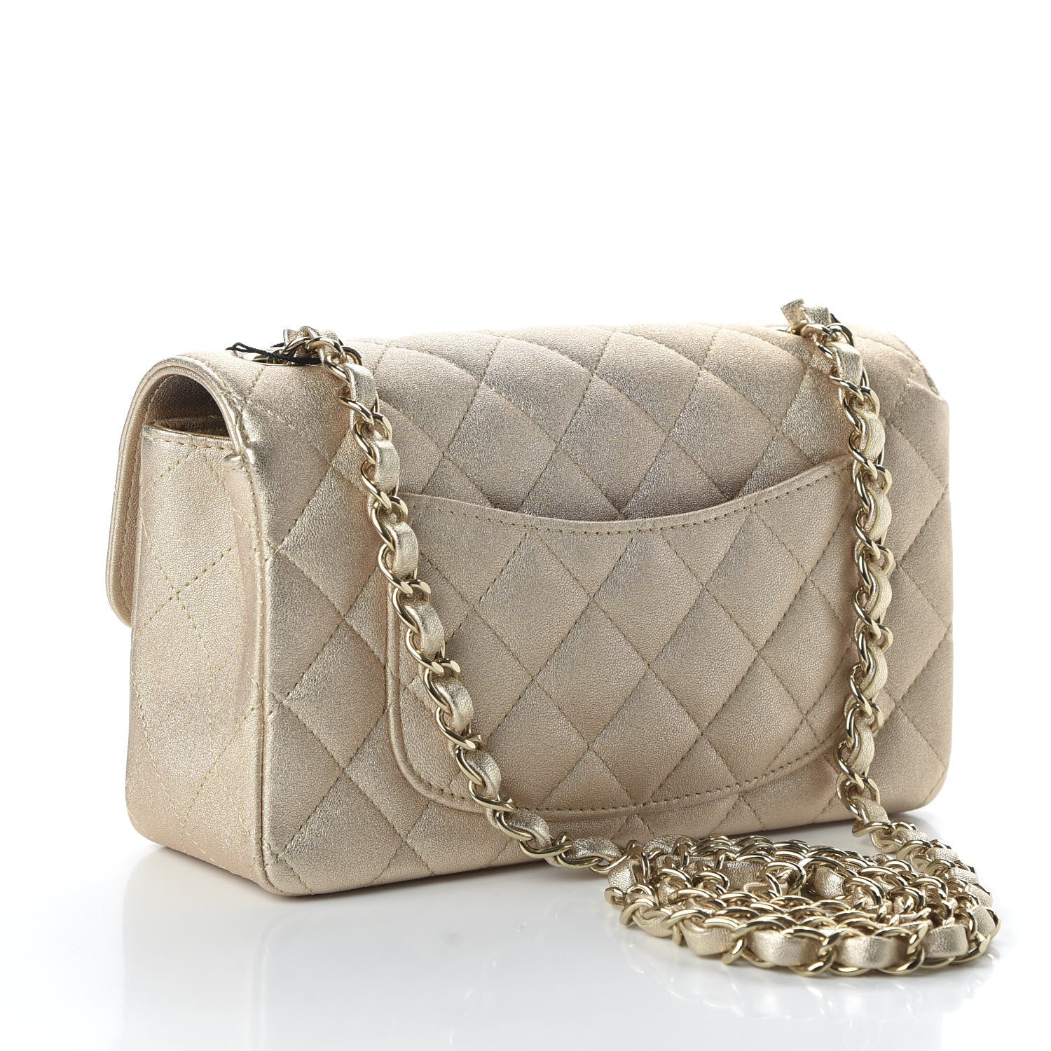 Chanel Metallic Lambskin Quilted Mini Rectangular Flap Gold 3 of 10