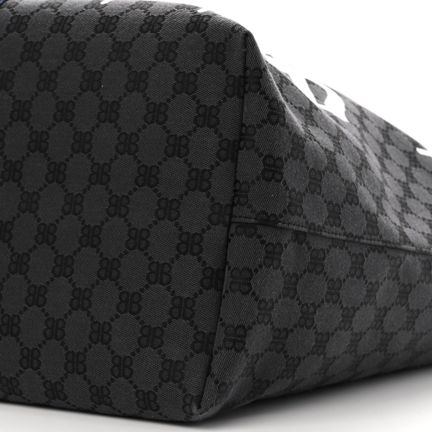 X BALENCIAGA BB Monogram Web Graffiti Large Ophidia Shopping Tote Black