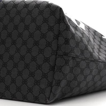 Gucci X BALENCIAGA BB Monogram Web Graffiti Large Ophidia Shopping Tote Black 11 of 13