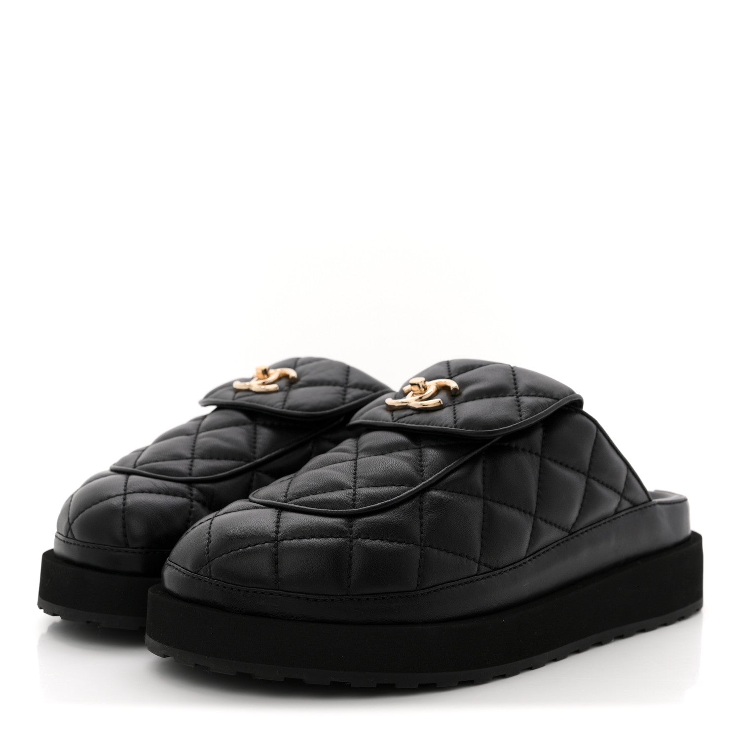 Chanel Lambskin Quilted CC Turnlock Mules 38.5 Black 4 of 10