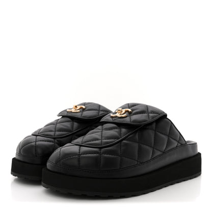 Chanel Lambskin Quilted CC Turnlock Mules 38.5 Black 4 of 10