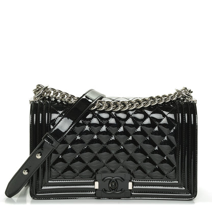 Chanel Patent Calfskin Quilted Medium Plexiglass Boy Flap Black 1 of 7