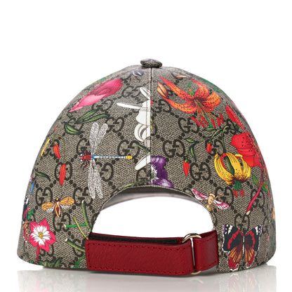 Gucci GG Supreme Flora Claudia Baseball Hat 58 L Red 3 of 7