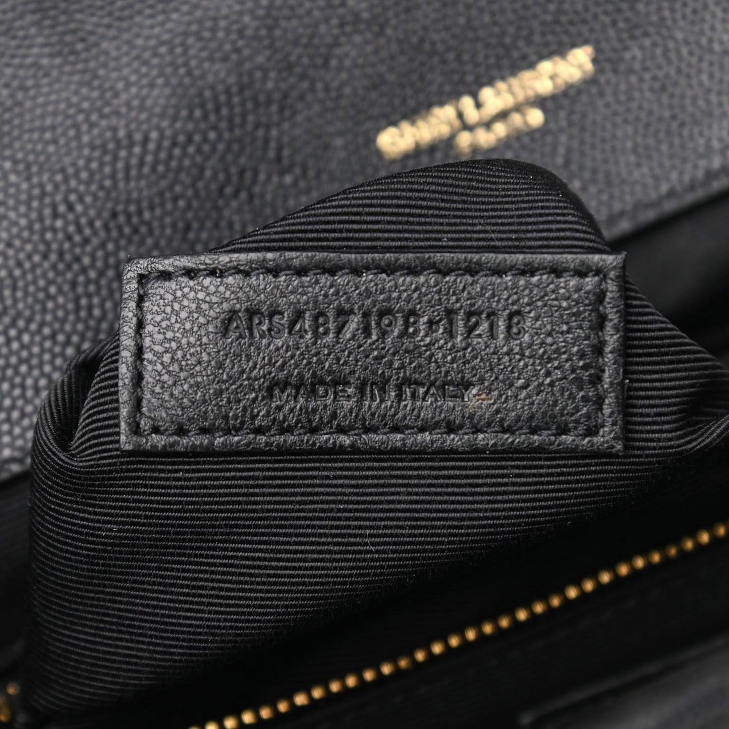 Grain De Poudre Textured Mixed Matelasse Large Triquilt Monogram Satchel Black