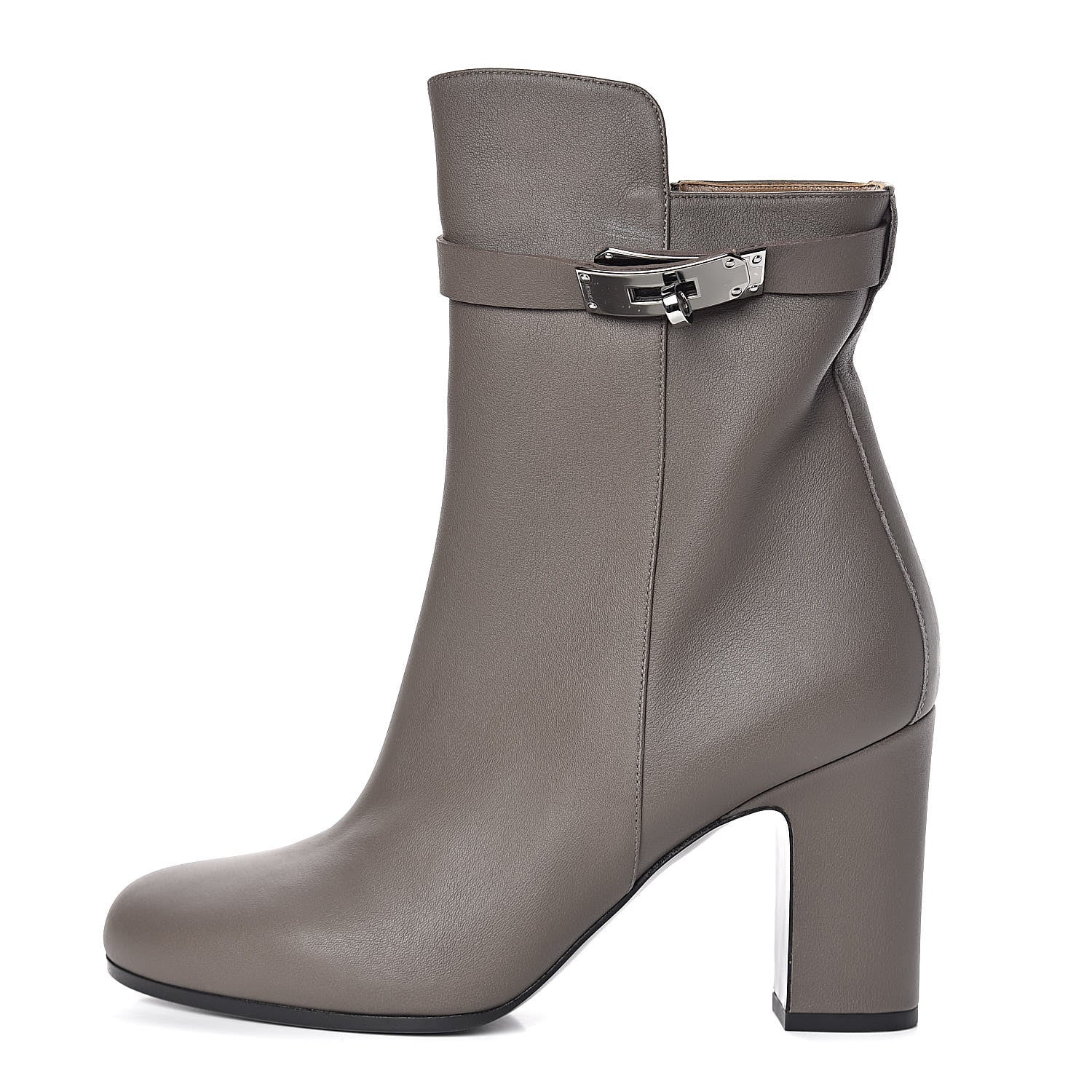 Hermes Calfskin Joueuse Ankle Boots 38.5 Etain 1 of 9