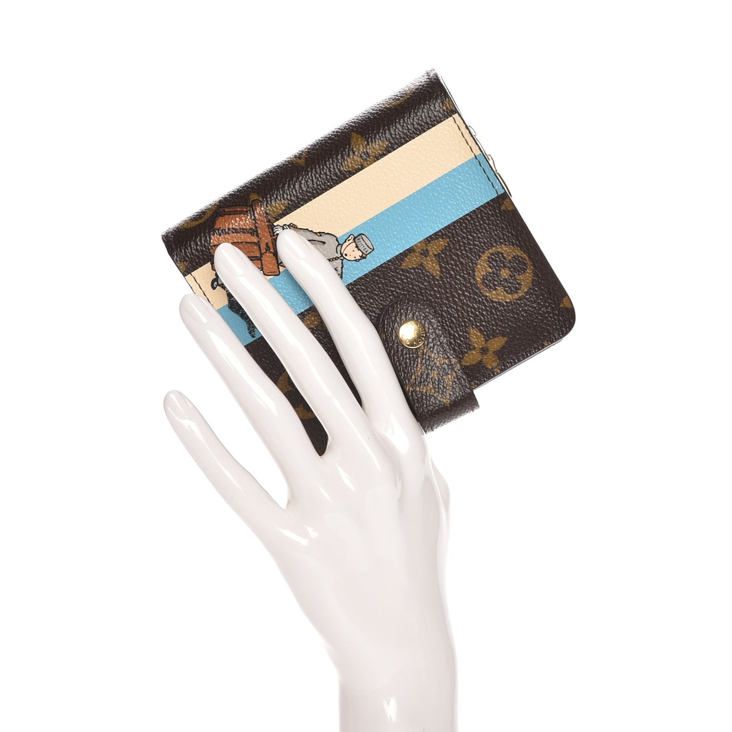 Monogram Groom Compact Zip Wallet Blue
