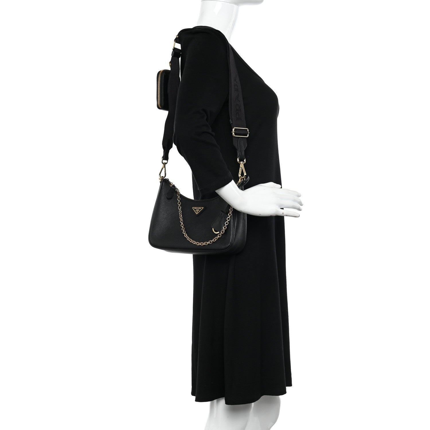Prada Saffiano Lux Re-Edition 2005 Shoulder Bag Black 2 of 13