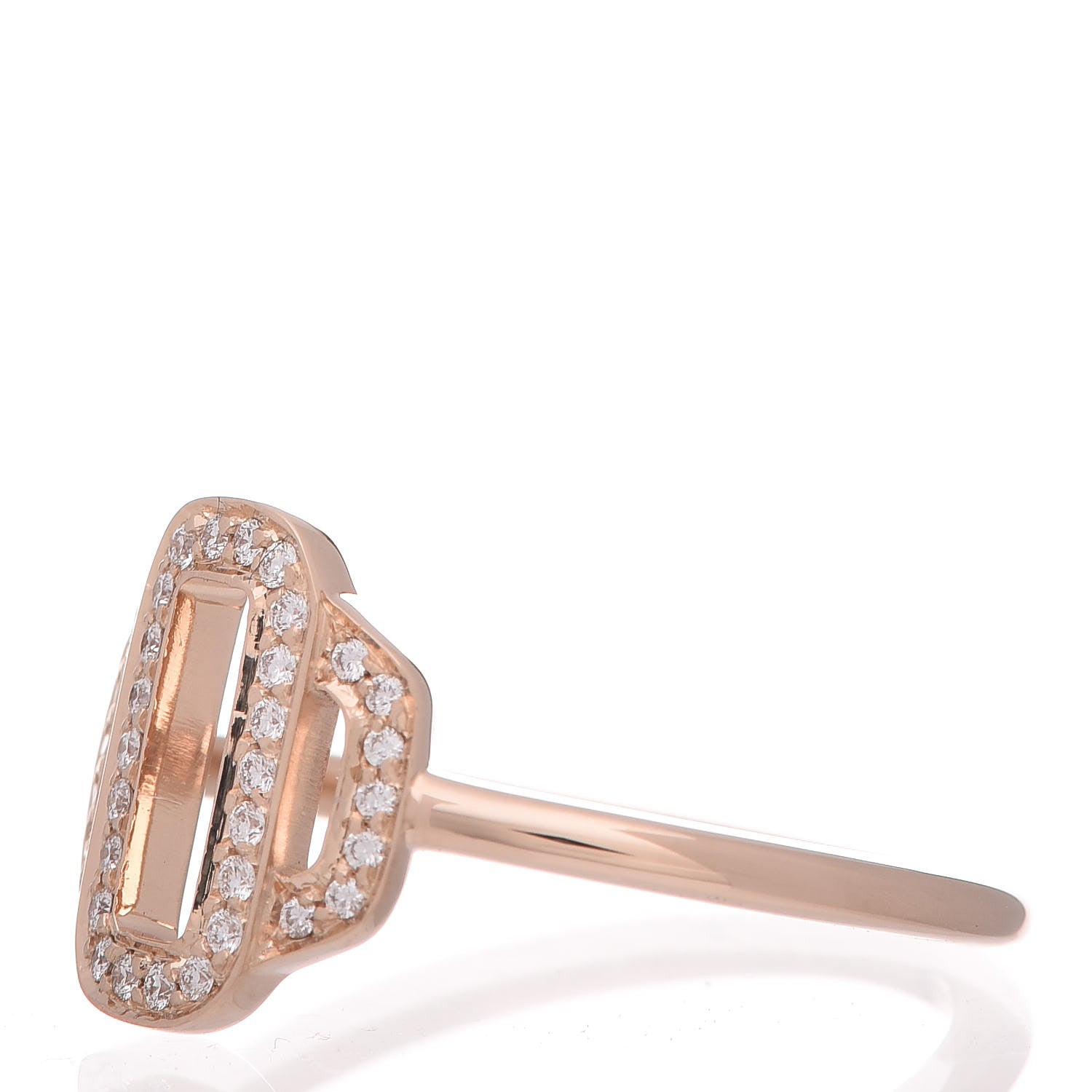 Hermes 18K Rose Gold Diamond Attelage Ring 50 5.25 3 of 8